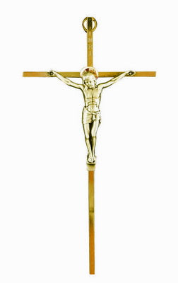 Brass Wall Crucifix with Bronze Halo Corpus 10"