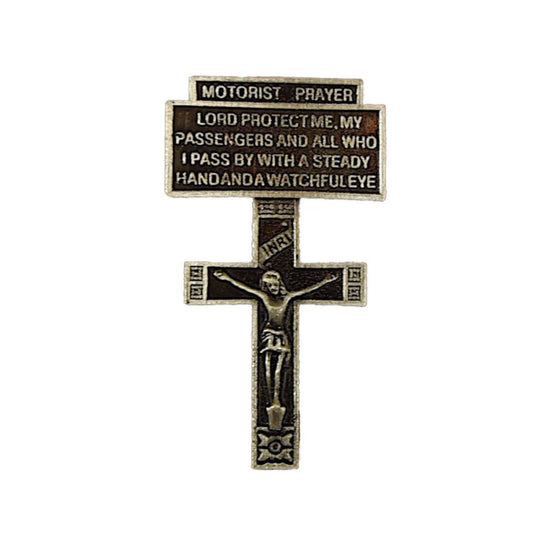 Crucifix Visor Clip with Motorist Prayer